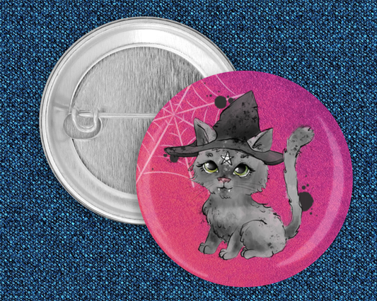 59mm Badge - Halloween Witch Cat