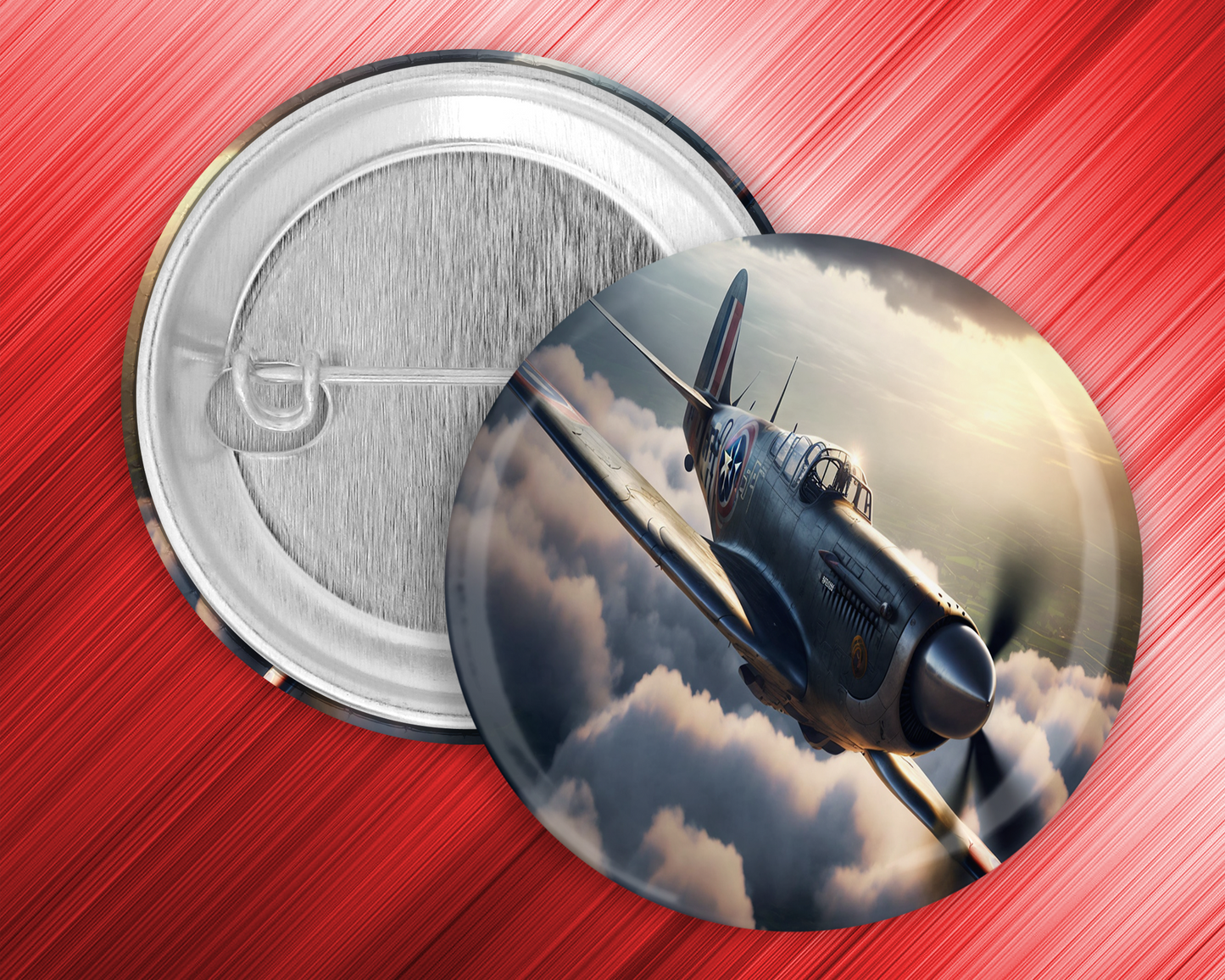 59mm Badge - Spitfire Fighter Plane