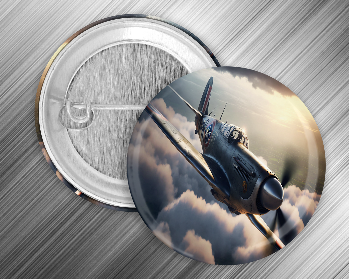 59mm Badge - Spitfire Fighter Plane