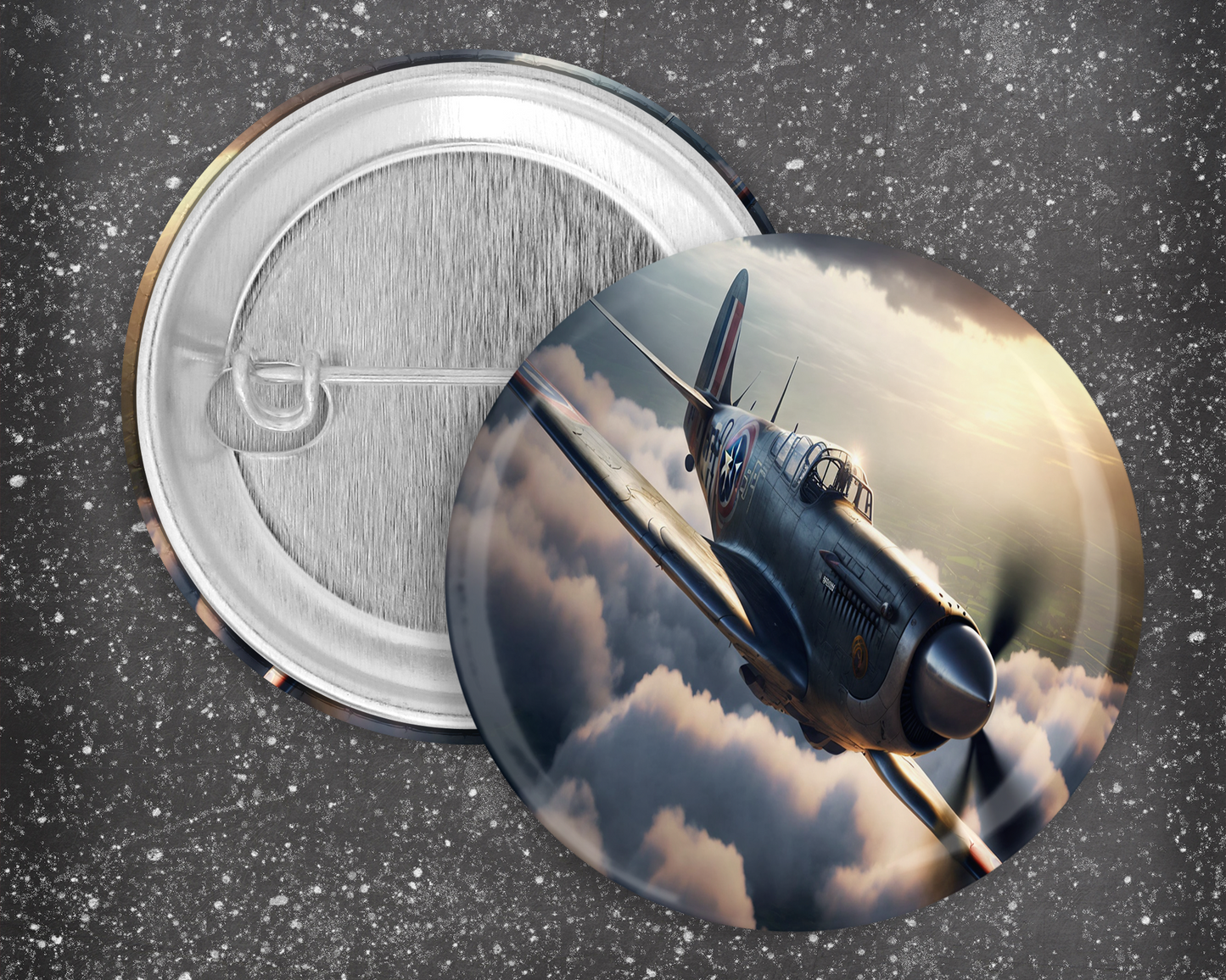 59mm Badge - Spitfire Fighter Plane