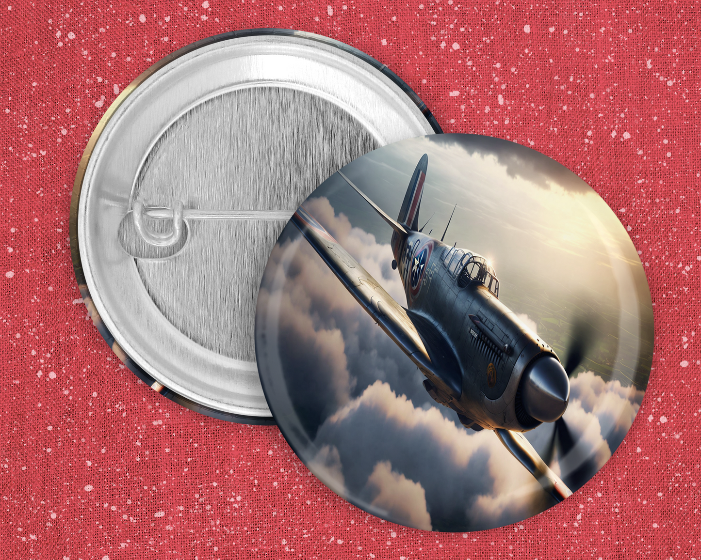 59mm Badge - Spitfire Fighter Plane