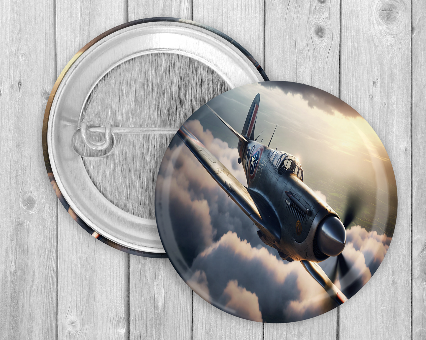 59mm Badge - Spitfire Fighter Plane