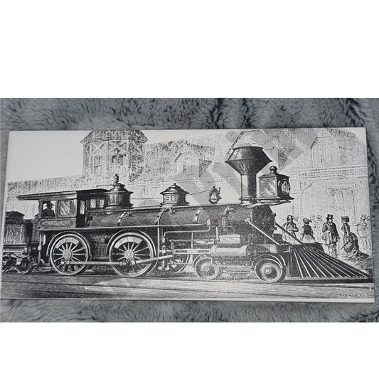 Laser Etched Decorative Tile  - Steam Train