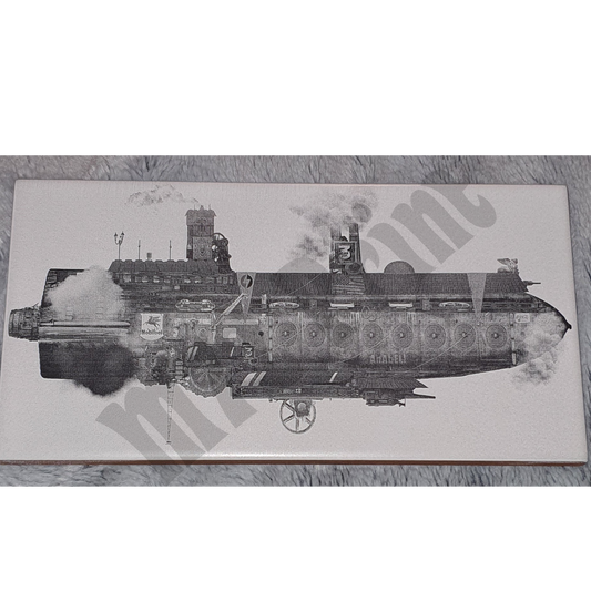 Laser Etched Decorative Tile  - Steampunk Airship