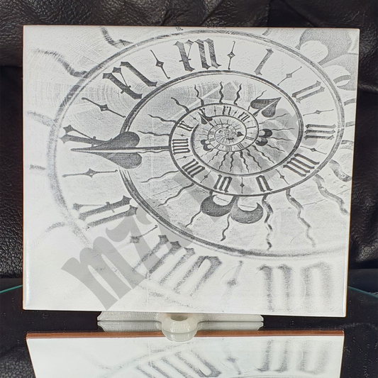 Laser Etched Decorative Tile  - Swirling Clock